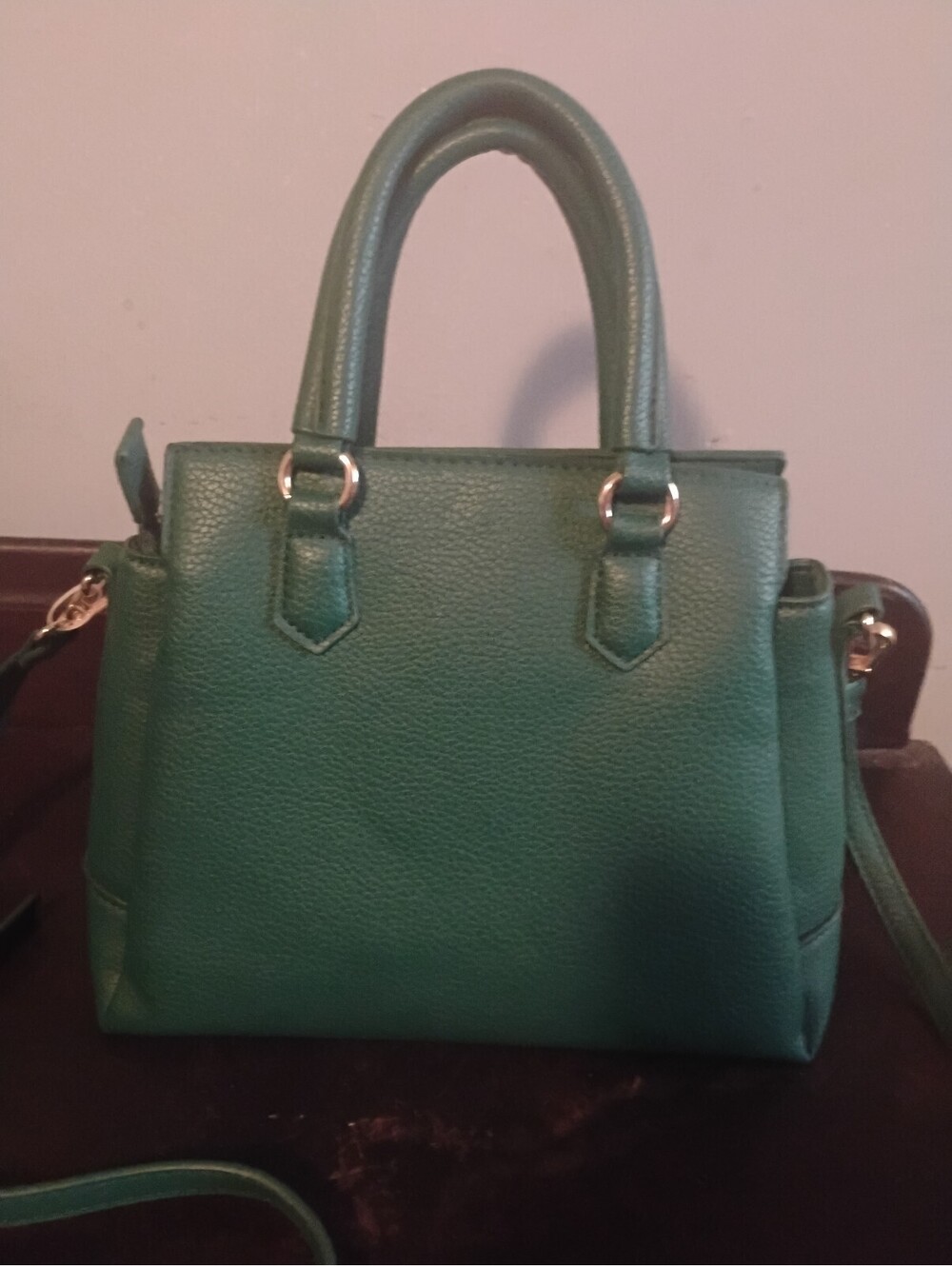 Steve Madden Green Faux Leather Structured Satchel Crossbody Bag - Picture 4 of 6
